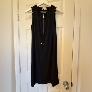 Michael Kors Black Midi Dress with Gold Accents